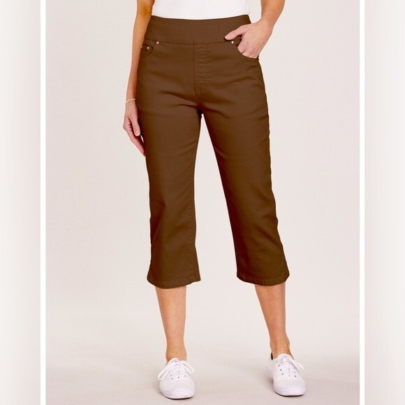Brown Capri Pants Women’s 16 Ankle Cropped Fall Boho Preppy Neutral Minimalist - Picture 1 of 8